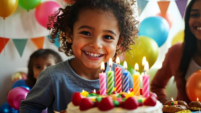 Vibrant birthday party featuring a diverse family gathering.