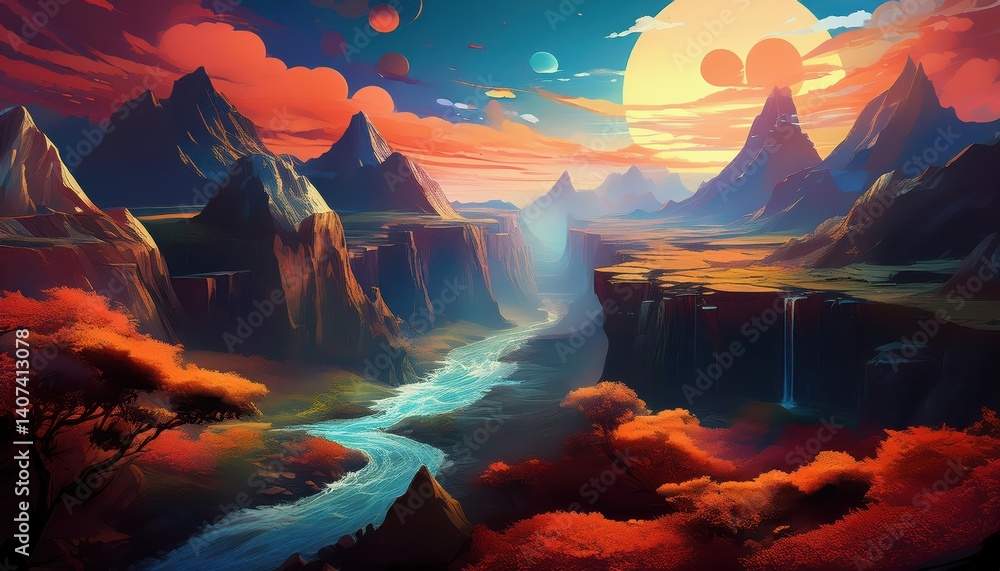 Aufkleber vibrant neural network swirls in a futuristic cybernetic dreamscape a captivating exploration of gen