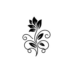 Elegant Floral Vector Design: Minimalist Black & White Plant Illustration