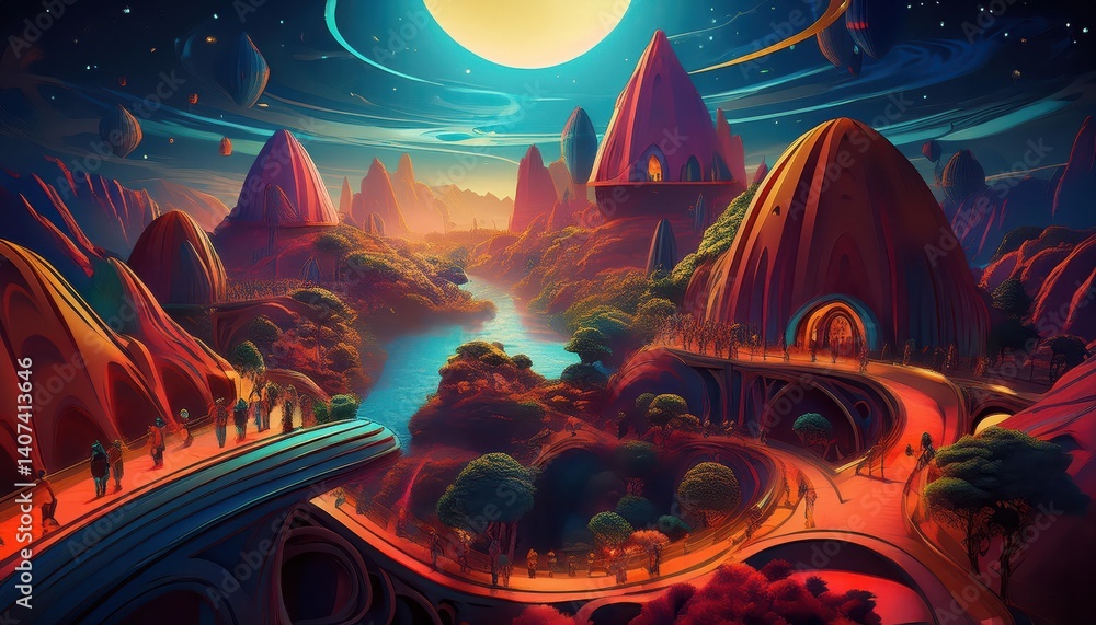 Poster striking generative ai artwork from , illuminating a vivid digital landscape with futuristic pattern