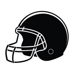 Fototapeta premium Black and White American Football Helmet Icon, Sport and Protection Vector