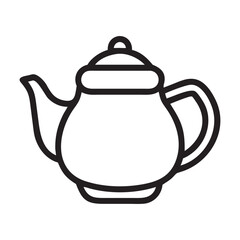 Teapot Outline Simple Kitchenware, teapot isolated on white background