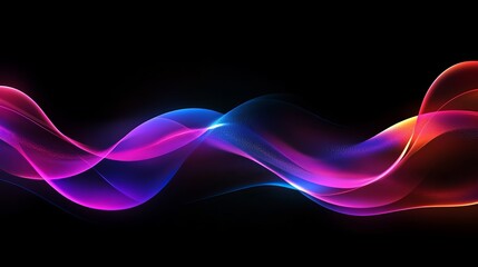 Obraz premium Abstract colorful flowing waves dark background design image red pink blue neon shiny fluid light