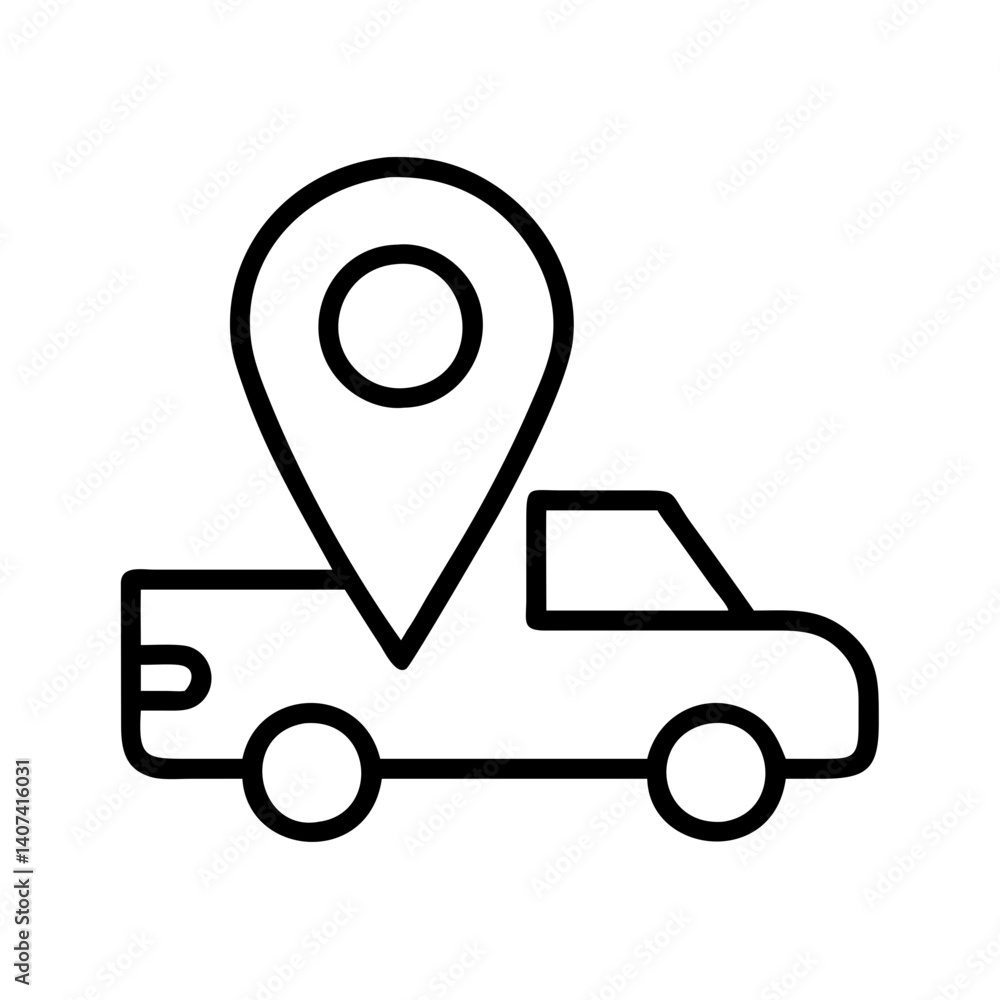 Poster truck delivery location icon vector for gps navigation and logistics service concept design element