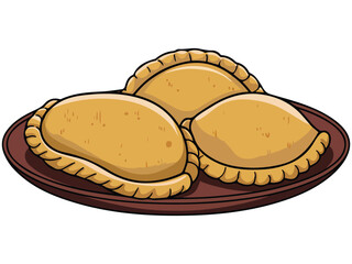 fried empanadas latin american cuisine isolated vector illustration on white background