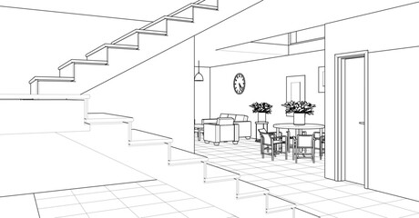 Fototapeta premium interior of a modern house 3d illustration