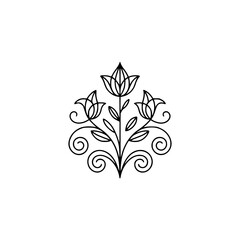 Elegant Minimalist Floral Line Art: Three-Flower Arrangement