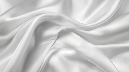 Obraz premium Elegant draped white silk fabric soft texture background grey wave fold shiny cloth style light