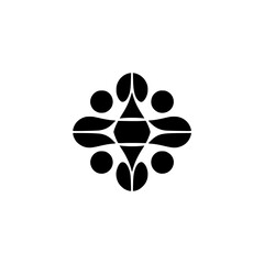 Abstract Geometric Floral Design in Black on White