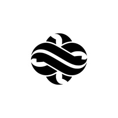 Elegant Abstract Ribbon Knot Logo: Black & White Modern Design