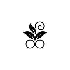 Black and White Floral Infinity Symbol Logo