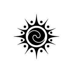 Abstract Spiral Sunburst Logo in Black and White