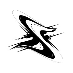 Abstract Black and White Dynamic Shape on Gradient Background