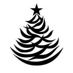 Fototapeta premium Minimalist Abstract Christmas Tree Silhouette, Black & White Design