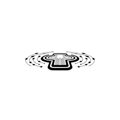 Obraz premium Digital Cross Icon, Black and White, Circuitry Design