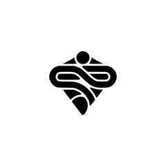Minimalist Snake Logo in Diamond Shape, Black and White, Concept Design
