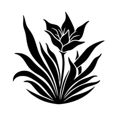Black and White Stylized Floral Illustration