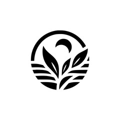 Minimalist Organic Logo: Leaves, Moon, Circle, Modern Design