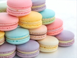 Fototapeta premium Colorful Macarons Stack in Pastel Shades