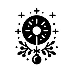 Festive Black & White Geometric Ornament Illustration, Minimalist Christmas Design