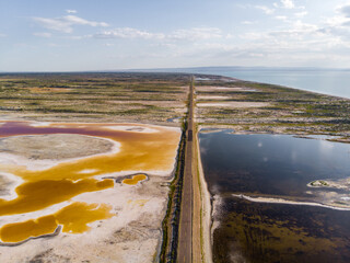 Scenery and mineralized lake of Ulungur Lake in Altay region of Xinjiang, China