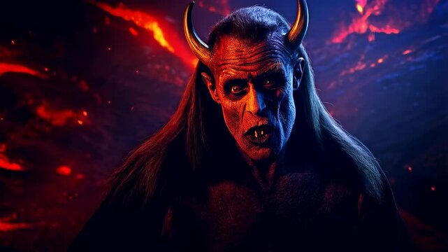 Fiery demon roars in a vivid lava landscape set against a molten backdrop