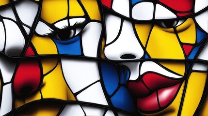 Abstract Faces,  Colorful,  Stained Glass,  Close-up,  Geometric,  Fashion,  Art,  Background