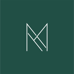 HM Monogram logo concept on a green background