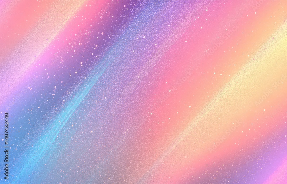 Poster shimmering pastel spectrum texture with scattered dots and gradient color wash pattern