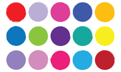 Collection of colorful round grunge circle brush stroke, brushstroke paint vector illustration. round brush shape vector 