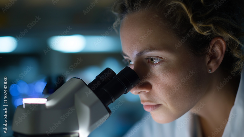 Poster microscope examination of dna samples in a lab setting