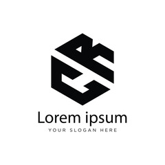 Initial CR Logo Polygon Shape Letter logo Design white background