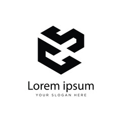 Initial CS Logo Polygon Shape Letter logo Design white background
