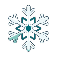 Obraz premium Snowflake Icon Design in Cool Colors on White Background 
