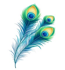 Obraz premium Peacock feather cartoon vector illustration for decoration, janmashtami,&nbsp;feather&nbsp;logo