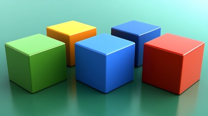 Colorful Cubes on Teal Surface