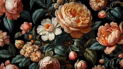 Colorful garden flowers in a row show the beauty of nature's floral bloom