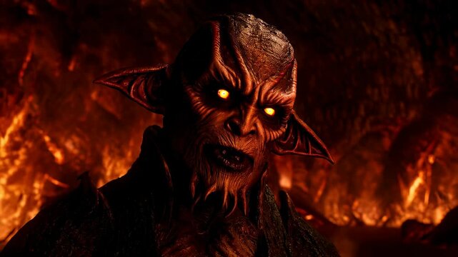 Fiery demon emerges: intense creature in blazing inferno