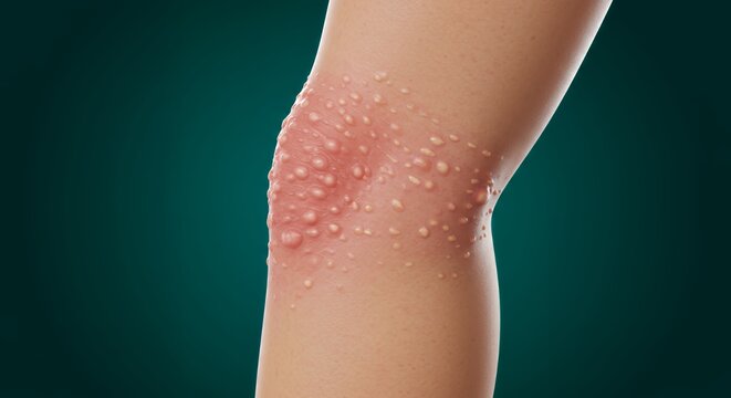 Closeup of Red Bumps and Rashes on Leg Indicative of Jock Itch Tinea Cruris Fungal Infection