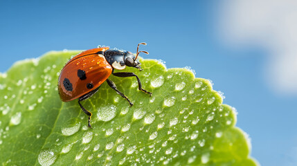 Naklejka premium ladybird on a leaf