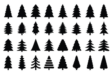 Fototapeta premium Christmas Tree Vector Illustrations – Minimal Pine Silhouette Icons