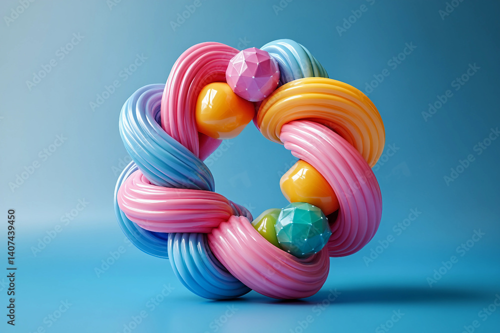 Aufkleber 3d render of abstract futuristic shapes, generative ai image