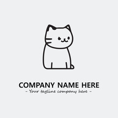 Cat illustration black and white for logo company vector image