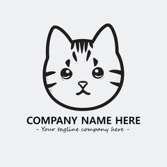 Cat illustration black and white for logo company vector image