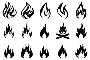 

Flame and Fire Symbol Set – Hand-Drawn Y2K Icons, Grunge Flames & Bonfire Silhouettes