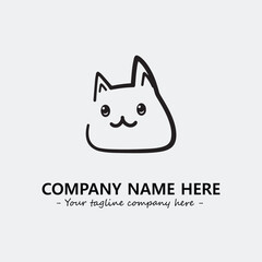 Cat illustration black and white for logo company vector image