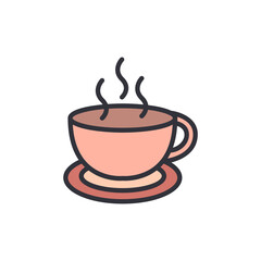 Hot drink colored icons, minimalist vector illustration ,simple transparent graphic element .Isolated on white background