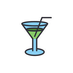 Cocktail colored icons, minimalist vector illustration ,simple transparent graphic element .Isolated on white background