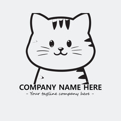 Cat illustration black and white for logo company vector image