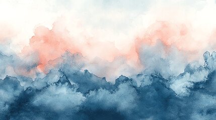 Obraz premium Dreamy soft abstract background with watercolor and ink bleed effects in pastel blues and pinks. Seamlessly blended, artistic, and perfect for creative projects